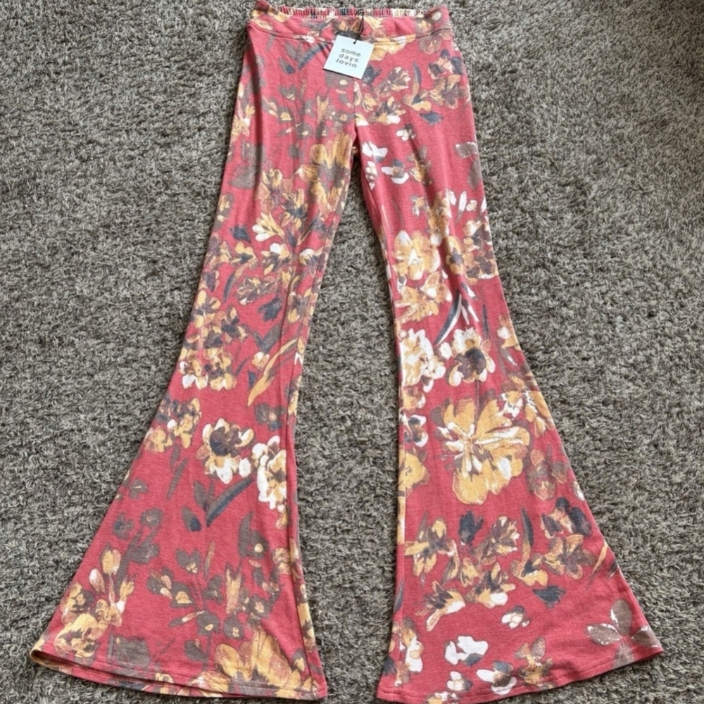 Somedays Lovin Red and Gold Floral Pants
